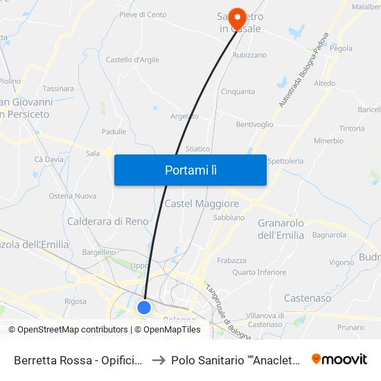 Berretta Rossa - Opificio Golinelli to Polo Sanitario ""Anacleto Bonora"" map