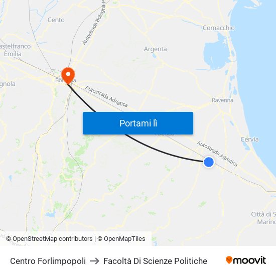 Centro Forlimpopoli to Facoltà Di Scienze Politiche map