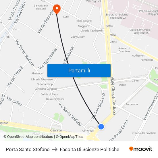 Porta Santo Stefano to Facoltà Di Scienze Politiche map