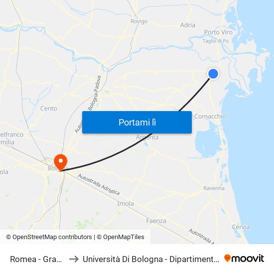 Romea - Gran Linea [860] to Università Di Bologna - Dipartimento Di Chimica ""G. Ciamician"" map