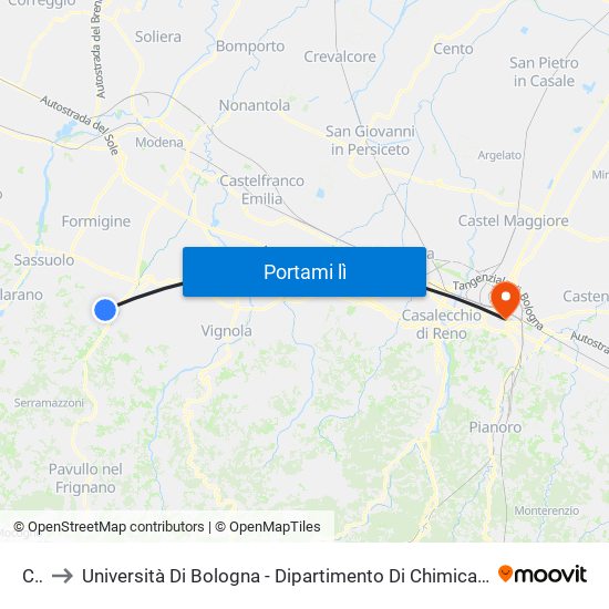 Cai to Università Di Bologna - Dipartimento Di Chimica ""G. Ciamician"" map