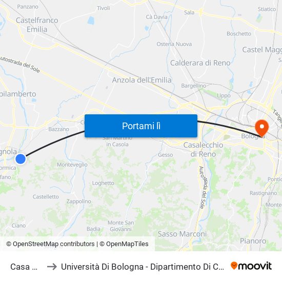 Casa Bighini to Università Di Bologna - Dipartimento Di Chimica ""G. Ciamician"" map