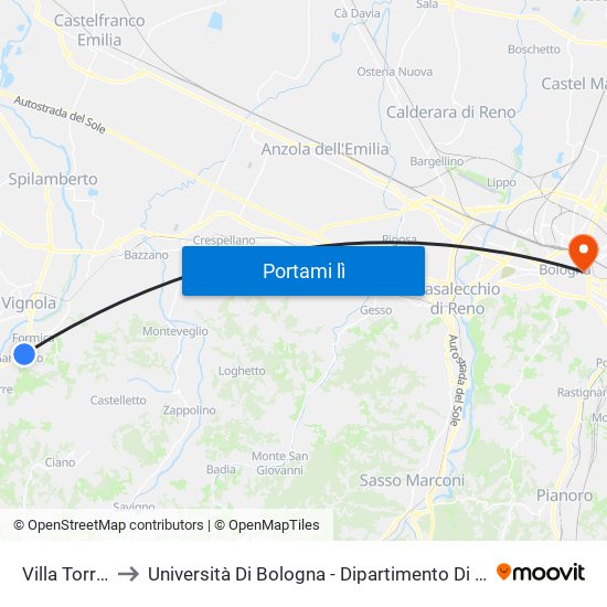 Villa Torreggiani to Università Di Bologna - Dipartimento Di Chimica ""G. Ciamician"" map