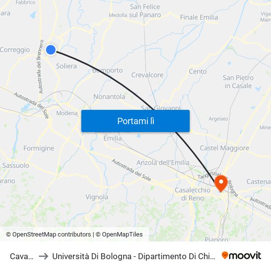 Cavallotti to Università Di Bologna - Dipartimento Di Chimica ""G. Ciamician"" map