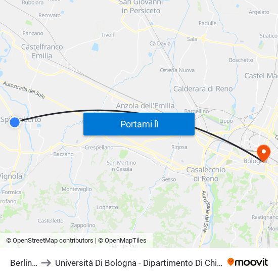 Berlinguer to Università Di Bologna - Dipartimento Di Chimica ""G. Ciamician"" map