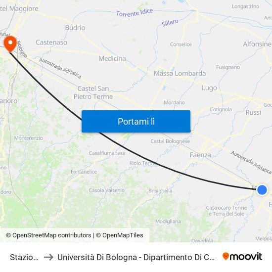 Stazione FS to Università Di Bologna - Dipartimento Di Chimica ""G. Ciamician"" map