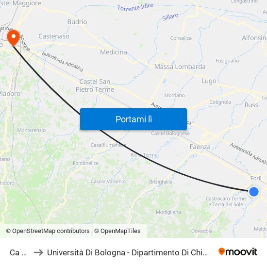 Ca Ossi to Università Di Bologna - Dipartimento Di Chimica ""G. Ciamician"" map