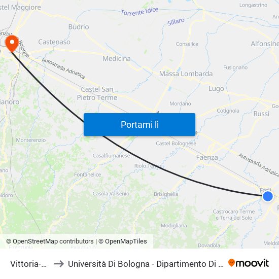 Vittoria-Cotogni to Università Di Bologna - Dipartimento Di Chimica ""G. Ciamician"" map