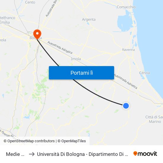 Medie Borello to Università Di Bologna - Dipartimento Di Chimica ""G. Ciamician"" map