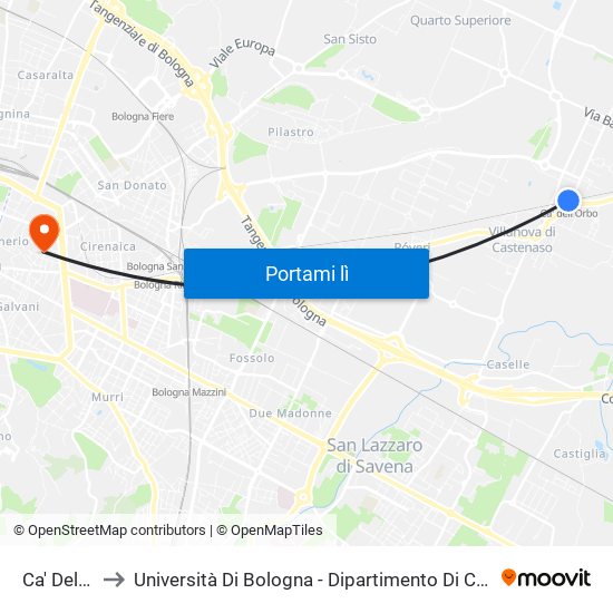 Ca' Dell'Orbo to Università Di Bologna - Dipartimento Di Chimica ""G. Ciamician"" map