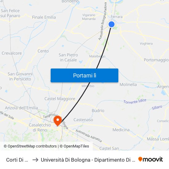 Corti Di Medoro to Università Di Bologna - Dipartimento Di Chimica ""G. Ciamician"" map