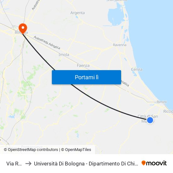 Via Ranco to Università Di Bologna - Dipartimento Di Chimica ""G. Ciamician"" map