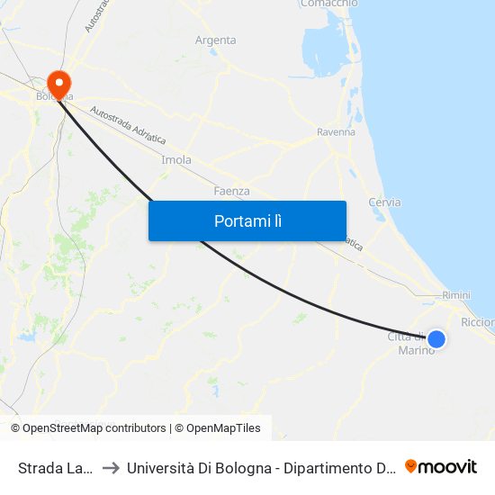 Strada La Zanetta to Università Di Bologna - Dipartimento Di Chimica ""G. Ciamician"" map