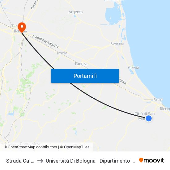 Strada Ca' Vagnetto to Università Di Bologna - Dipartimento Di Chimica ""G. Ciamician"" map