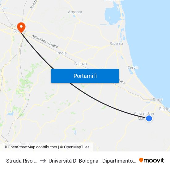 Strada Rivo Dei Greppi to Università Di Bologna - Dipartimento Di Chimica ""G. Ciamician"" map