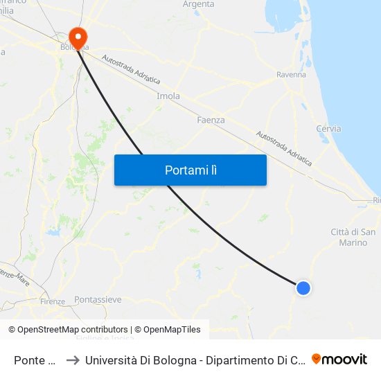 Ponte Messa to Università Di Bologna - Dipartimento Di Chimica ""G. Ciamician"" map