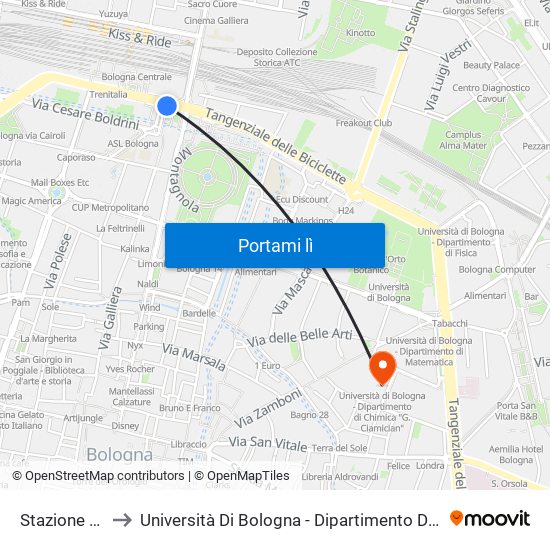 Stazione Centrale to Università Di Bologna - Dipartimento Di Chimica ""G. Ciamician"" map