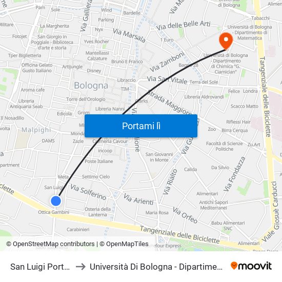 San Luigi Porta San Mamolo to Università Di Bologna - Dipartimento Di Chimica ""G. Ciamician"" map