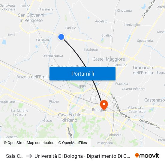 Sala Chiesa to Università Di Bologna - Dipartimento Di Chimica ""G. Ciamician"" map