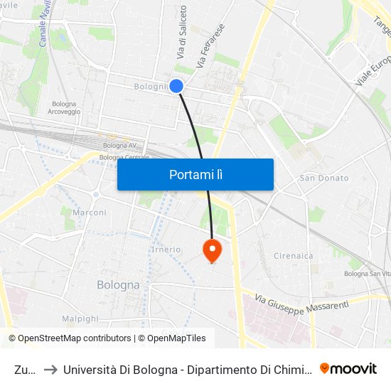 Zucca to Università Di Bologna - Dipartimento Di Chimica ""G. Ciamician"" map