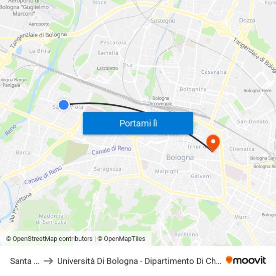 Santa Viola to Università Di Bologna - Dipartimento Di Chimica ""G. Ciamician"" map