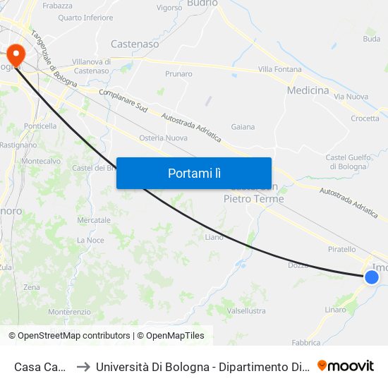 Casa Cantoniera to Università Di Bologna - Dipartimento Di Chimica ""G. Ciamician"" map