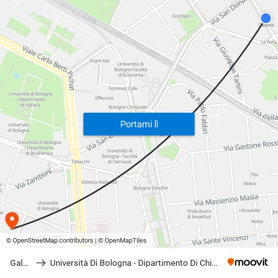 Galeotti to Università Di Bologna - Dipartimento Di Chimica ""G. Ciamician"" map