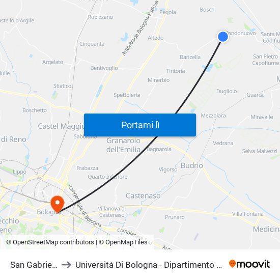 San Gabriele Chiesa to Università Di Bologna - Dipartimento Di Chimica ""G. Ciamician"" map