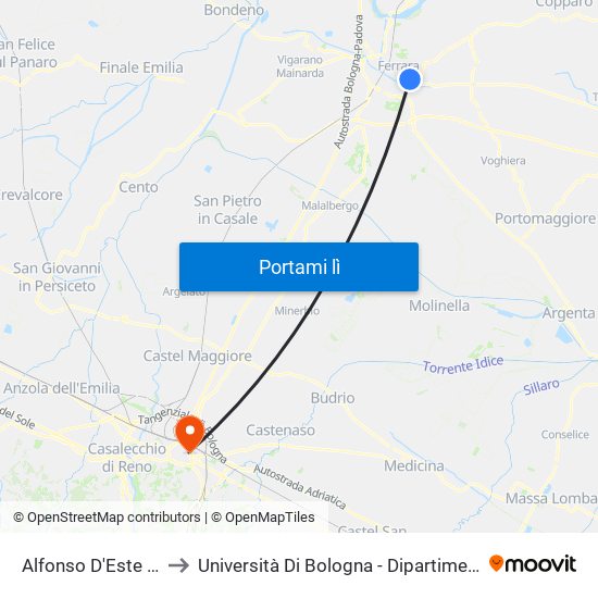 Alfonso D'Este Medaglie D'Oro to Università Di Bologna - Dipartimento Di Chimica ""G. Ciamician"" map