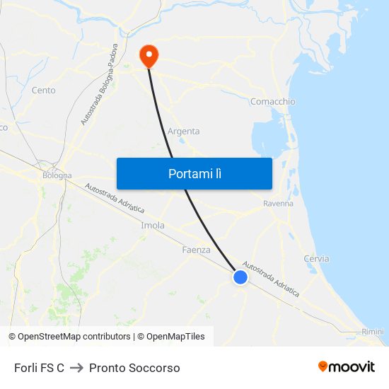 Forli FS C to Pronto Soccorso map