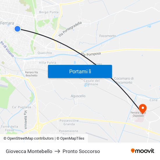 Giovecca Montebello to Pronto Soccorso map