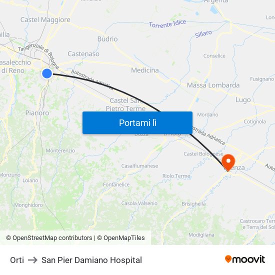 Orti to San Pier Damiano Hospital map