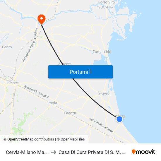 Cervia-Milano Marittima to Casa Di Cura Privata Di S. M. Maddalena map
