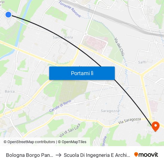 Bologna Borgo Panigale to Scuola Di Ingegneria E Architettura map