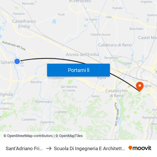 Sant'Adriano Frigo to Scuola Di Ingegneria E Architettura map