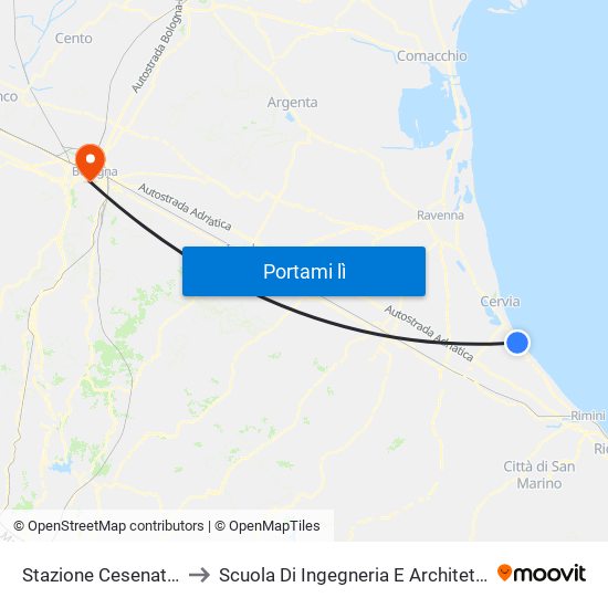 Stazione Cesenatico to Scuola Di Ingegneria E Architettura map