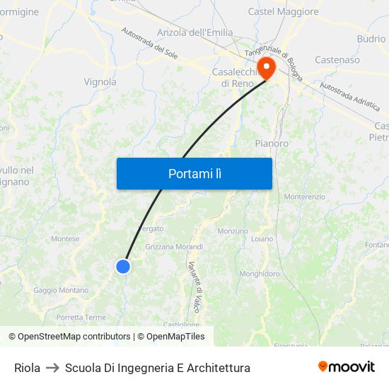 Riola to Scuola Di Ingegneria E Architettura map