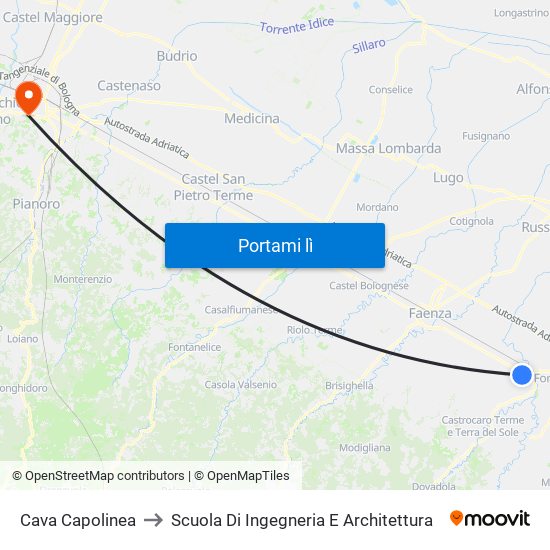 Cava Capolinea to Scuola Di Ingegneria E Architettura map