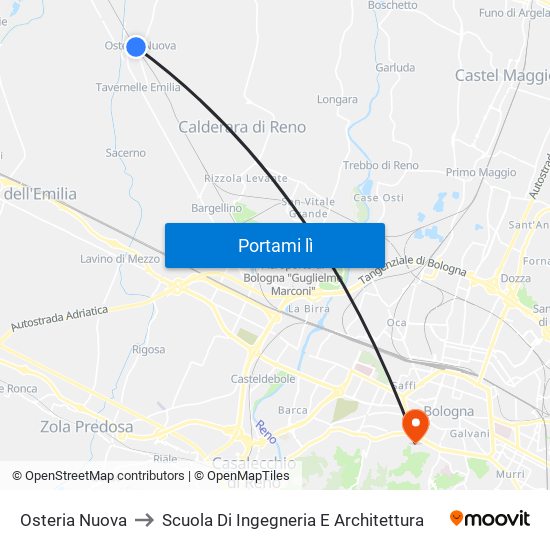 Osteria Nuova to Scuola Di Ingegneria E Architettura map