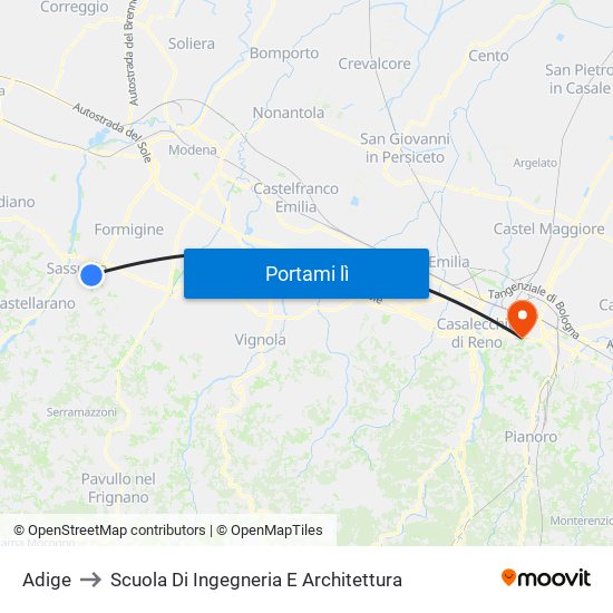 Adige to Scuola Di Ingegneria E Architettura map