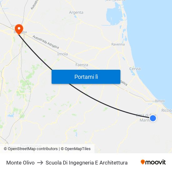 Monte Olivo to Scuola Di Ingegneria E Architettura map