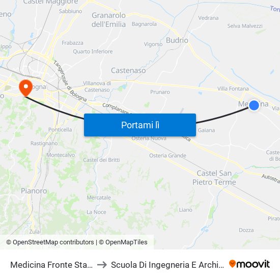 Medicina Fronte Stazione to Scuola Di Ingegneria E Architettura map