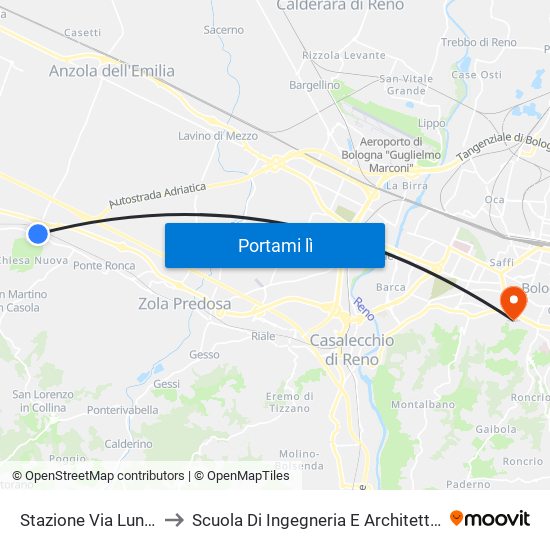 Stazione Via Lunga to Scuola Di Ingegneria E Architettura map