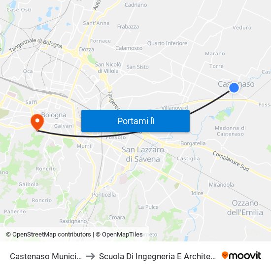 Castenaso Municipio to Scuola Di Ingegneria E Architettura map