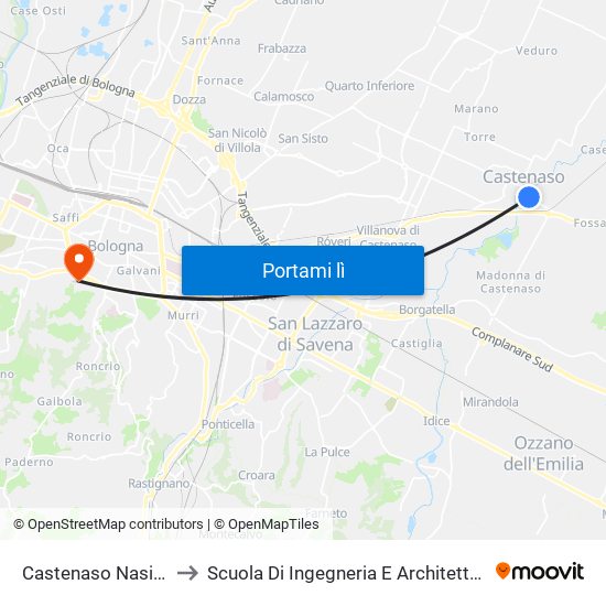 Castenaso Nasica to Scuola Di Ingegneria E Architettura map