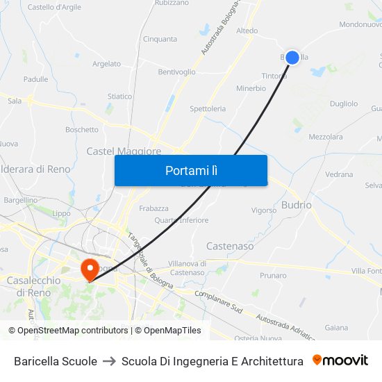 Baricella Scuole to Scuola Di Ingegneria E Architettura map