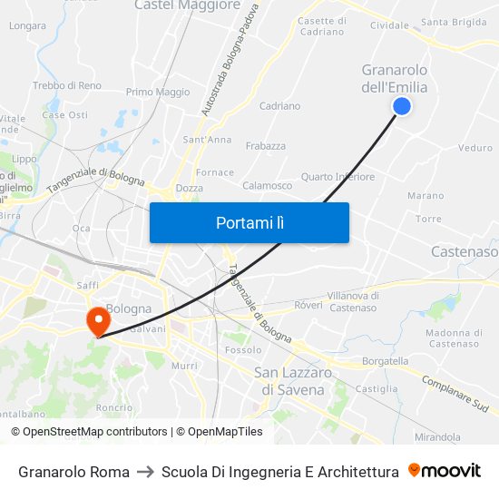 Granarolo Roma to Scuola Di Ingegneria E Architettura map