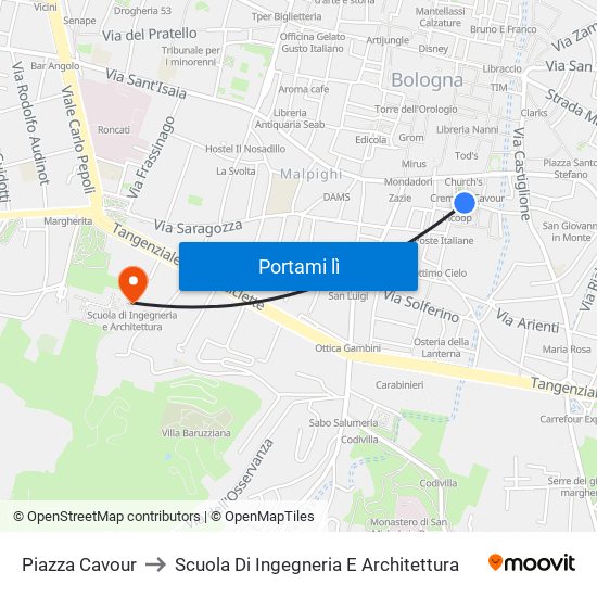 Piazza Cavour to Scuola Di Ingegneria E Architettura map