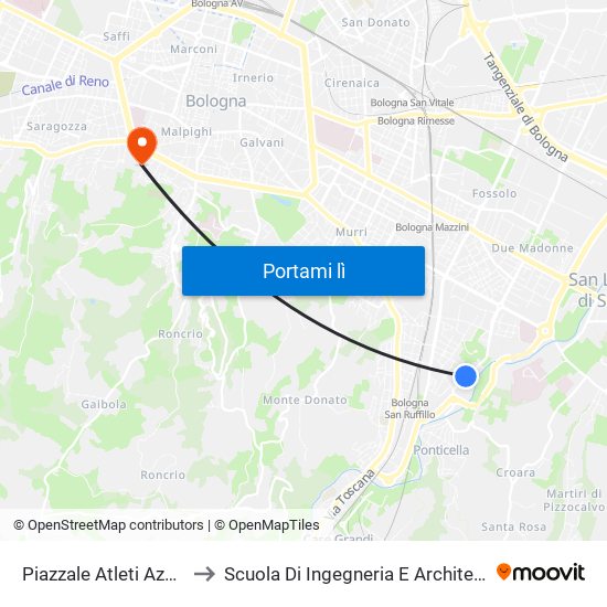Piazzale Atleti Azzurri to Scuola Di Ingegneria E Architettura map