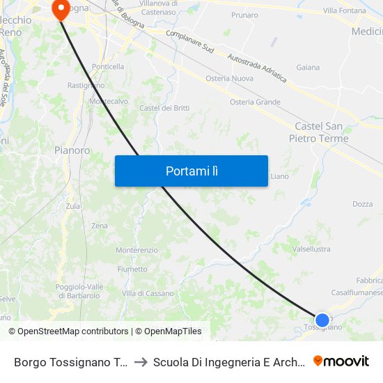 Borgo Tossignano Trieste to Scuola Di Ingegneria E Architettura map